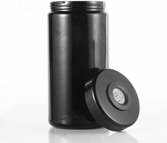 Bote hermético de cristal UV con termómetro e higrómetro